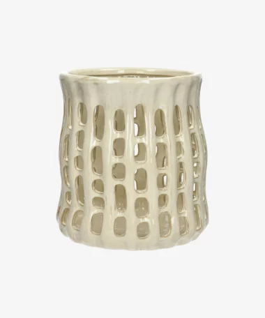 Photophore Nerida en grès Ø25x27cm - beige - Pomax | Manoir Plume