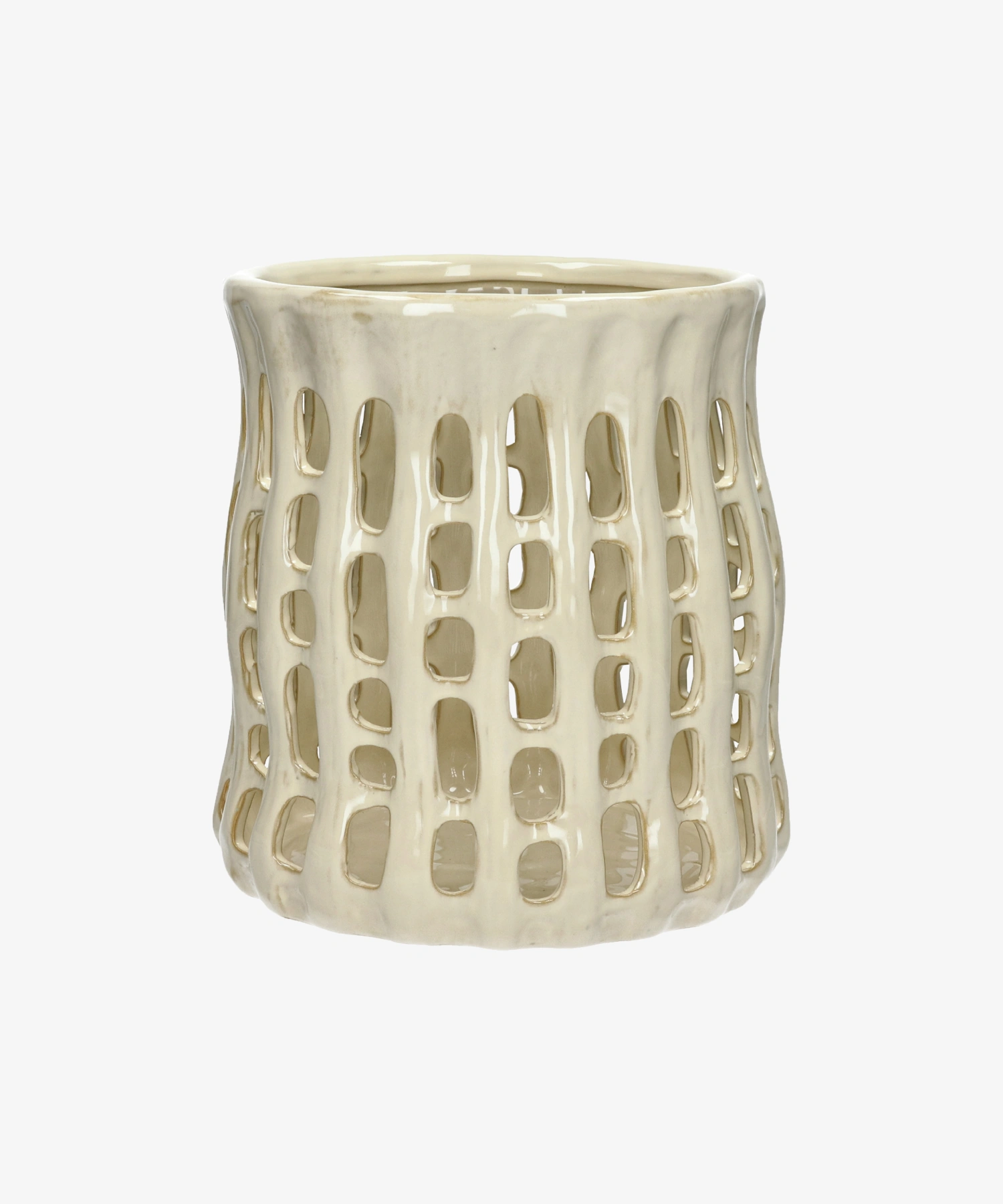 Photophore Nerida en grès Ø25x27cm - beige - Pomax | Manoir Plume