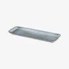 Plat à gâteaux rectangle en grès émaillé Nordic Sea - bleu gris - Broste Copenhagen | Manoir Plume