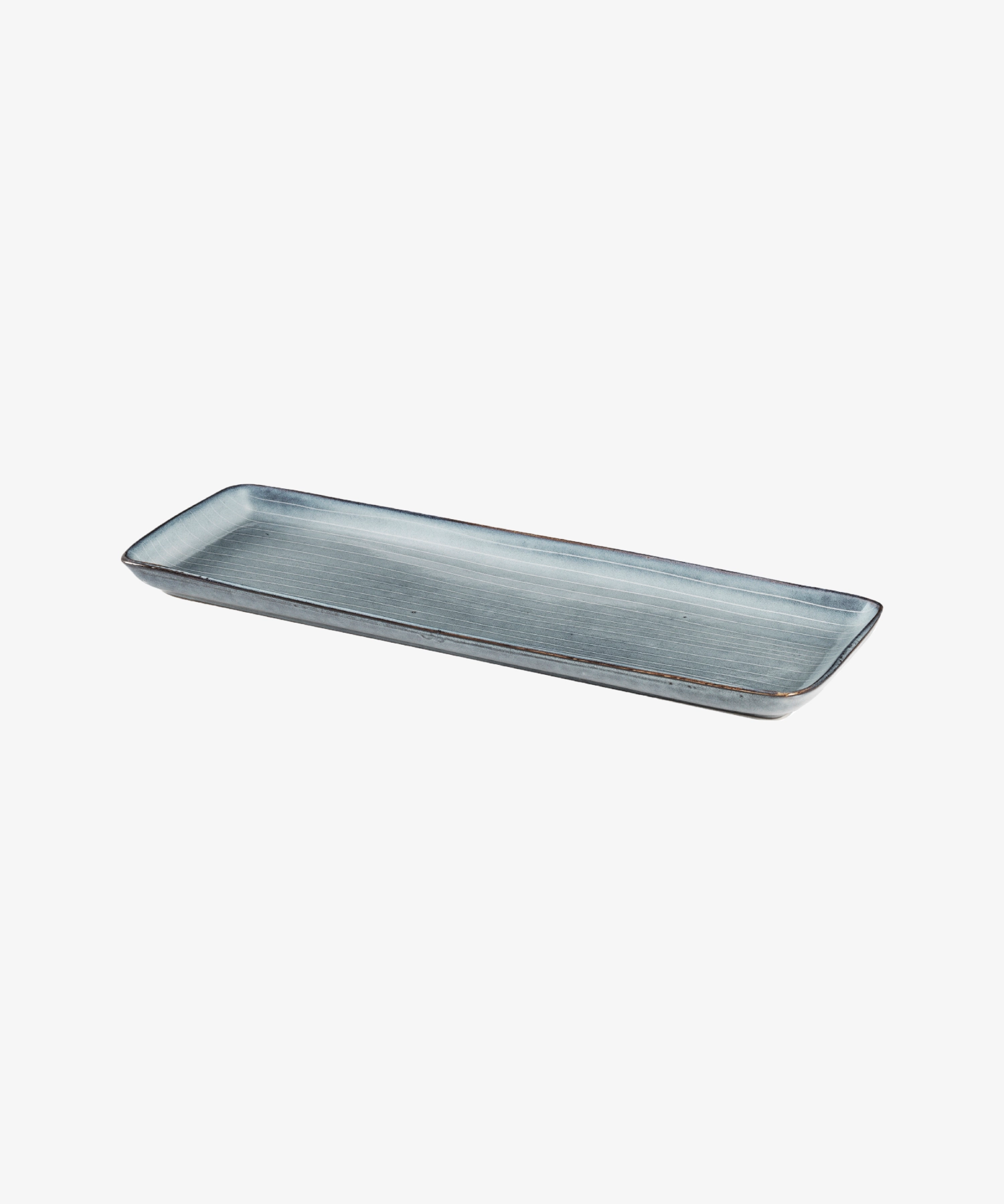 Plat à gâteaux rectangle en grès émaillé Nordic Sea - bleu gris - Broste Copenhagen | Manoir Plume