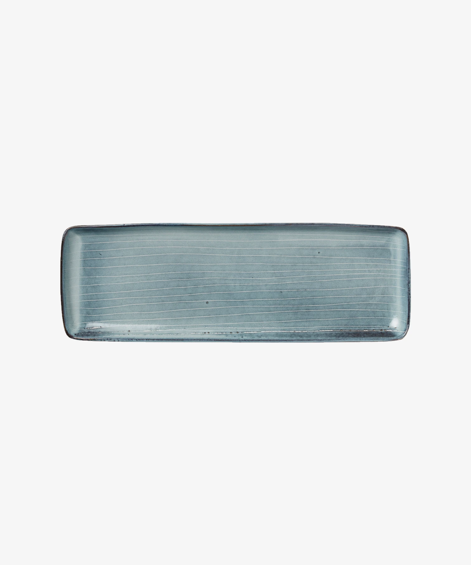 Plat à gâteaux rectangle en grès émaillé Nordic Sea - bleu gris - Broste Copenhagen | Manoir Plume