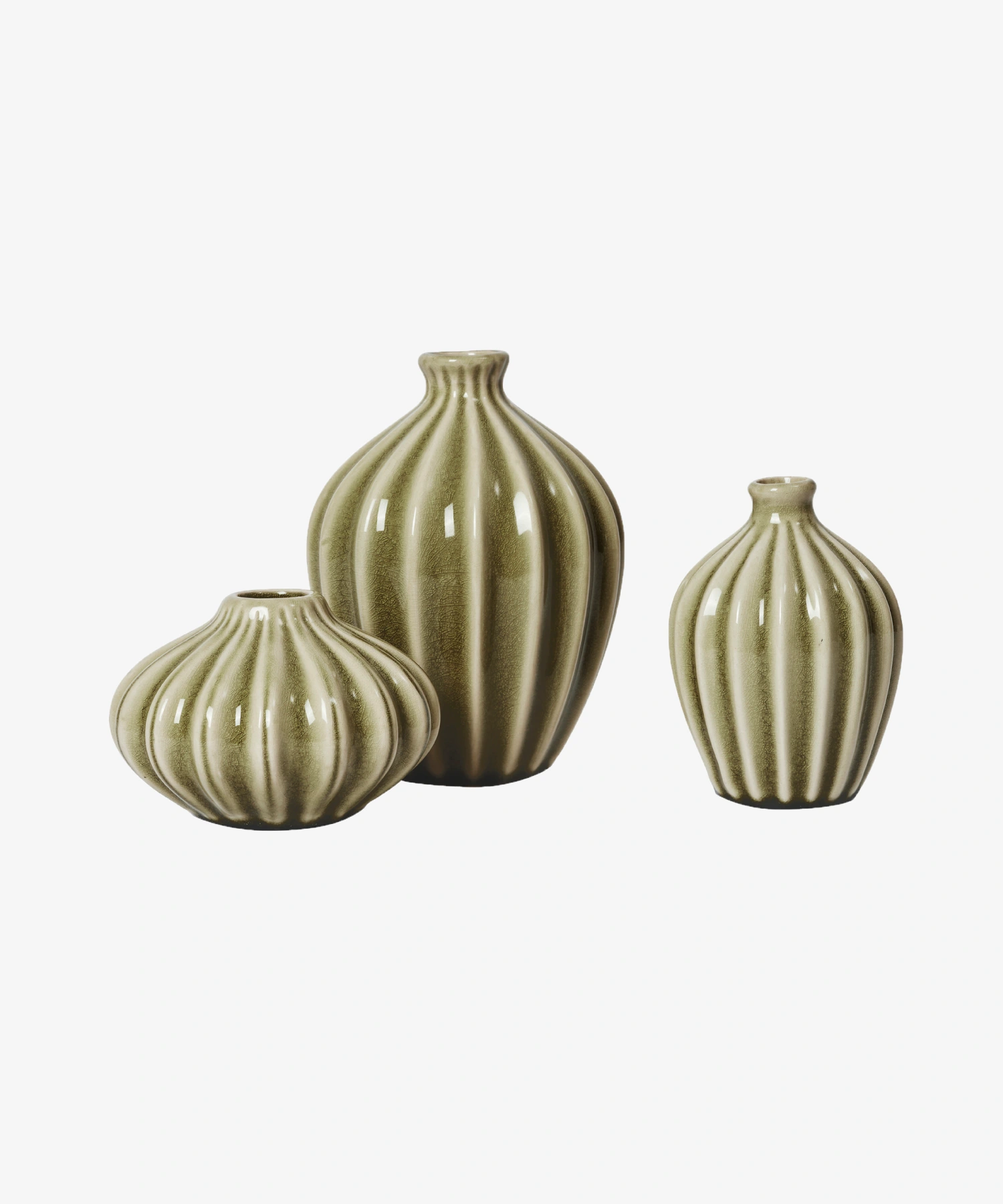 Set de 3 vases en porcelaine Amalie - vert - Broste Copenhagen | Manoir Plume