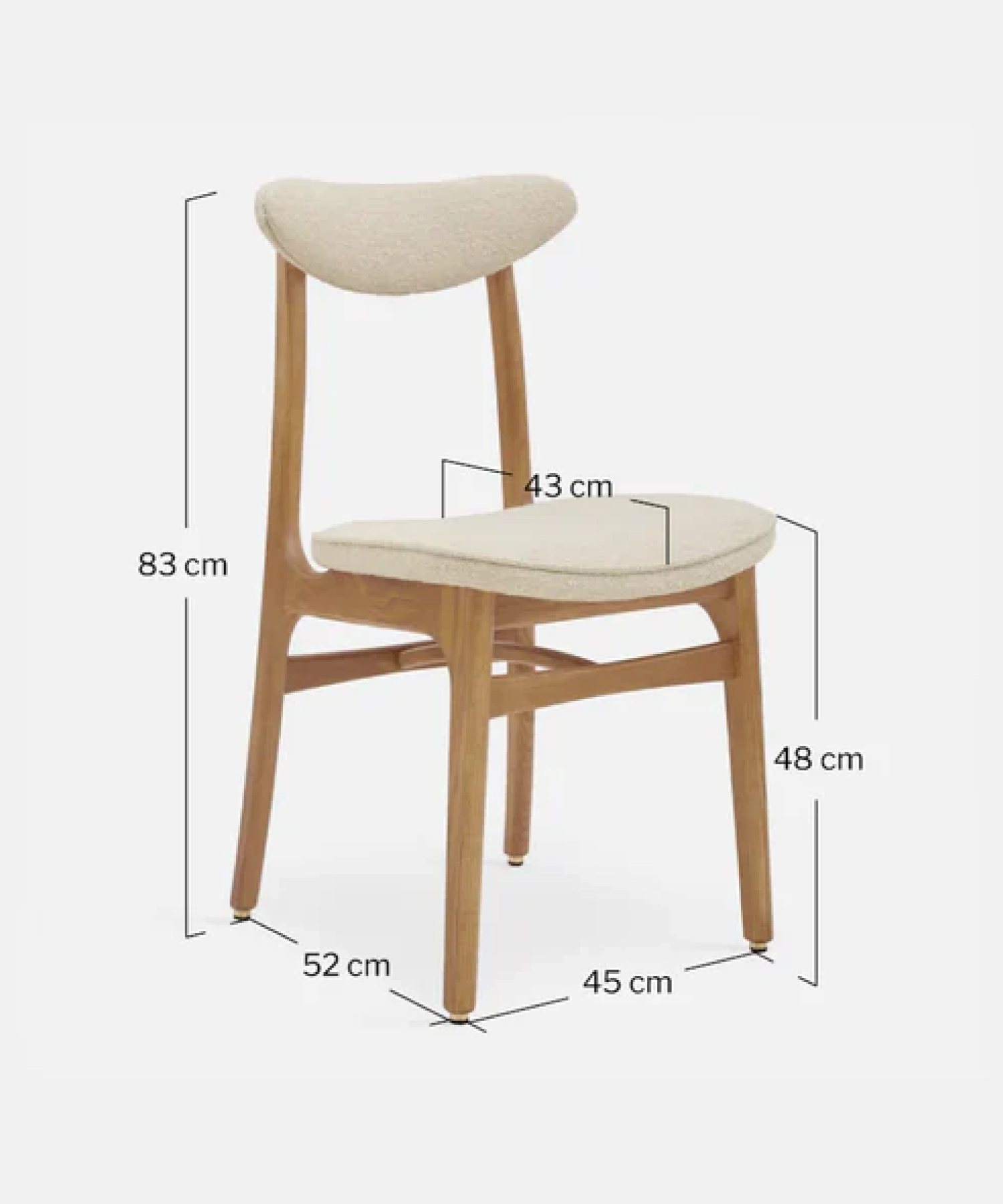 Chaise de salle à manger en tissu boucle 200-190 - beige - 366 Concept | Manoir Plume