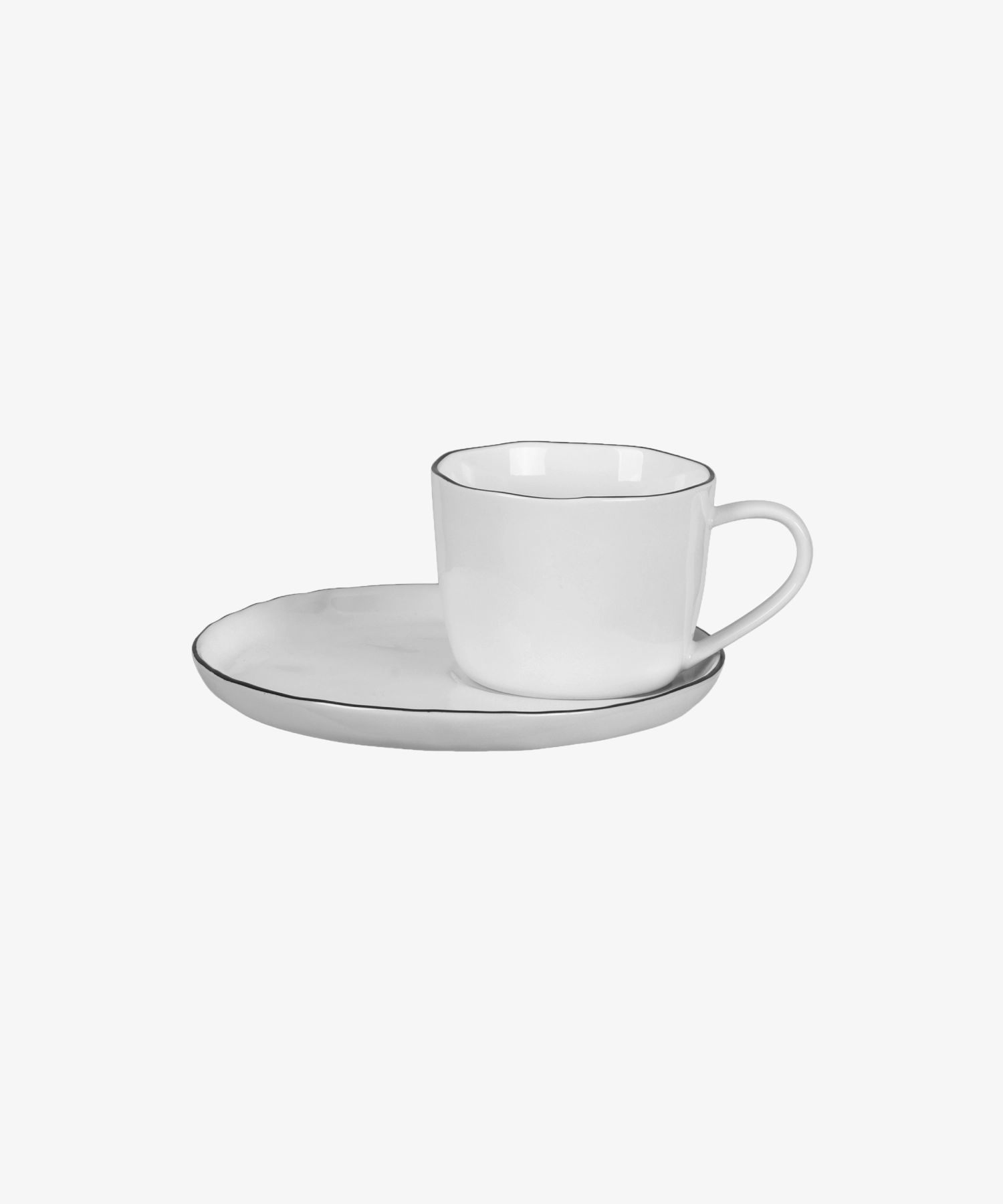 Tasse avec soucoupe en porcelaine émaillée Salt - blanc - Broste Copenhagen | Manoir Plume