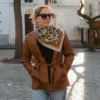 Foulard en coton Léo - beige et camel - Maison Lecomte Flament | Manoir Plume