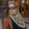 Foulard en coton Léo - beige et camel - Maison Lecomte Flament | Manoir Plume