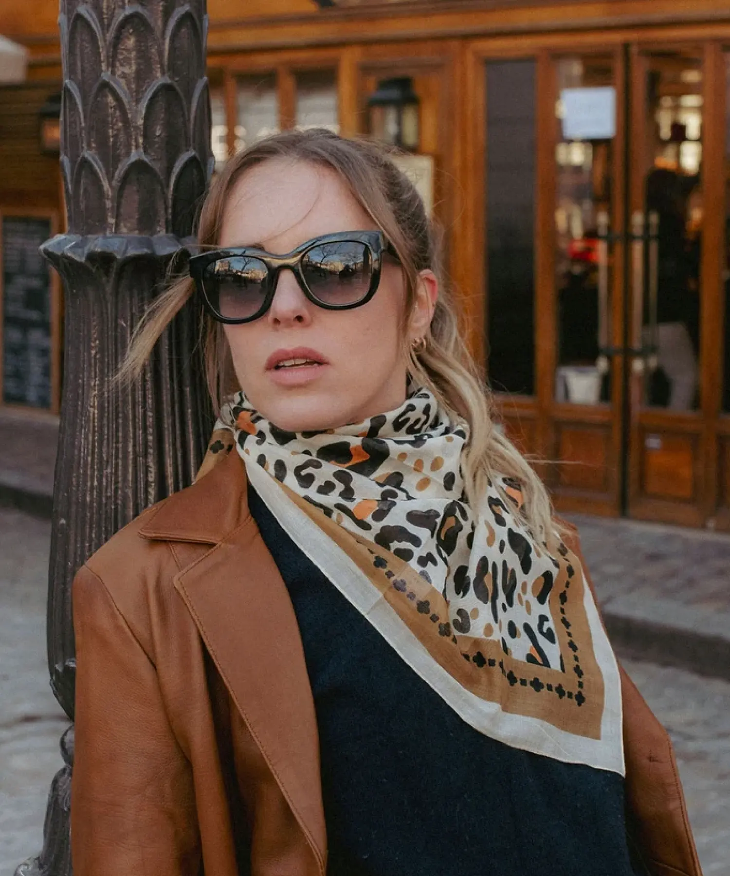 Foulard en coton Léo - beige et camel - Maison Lecomte Flament | Manoir Plume