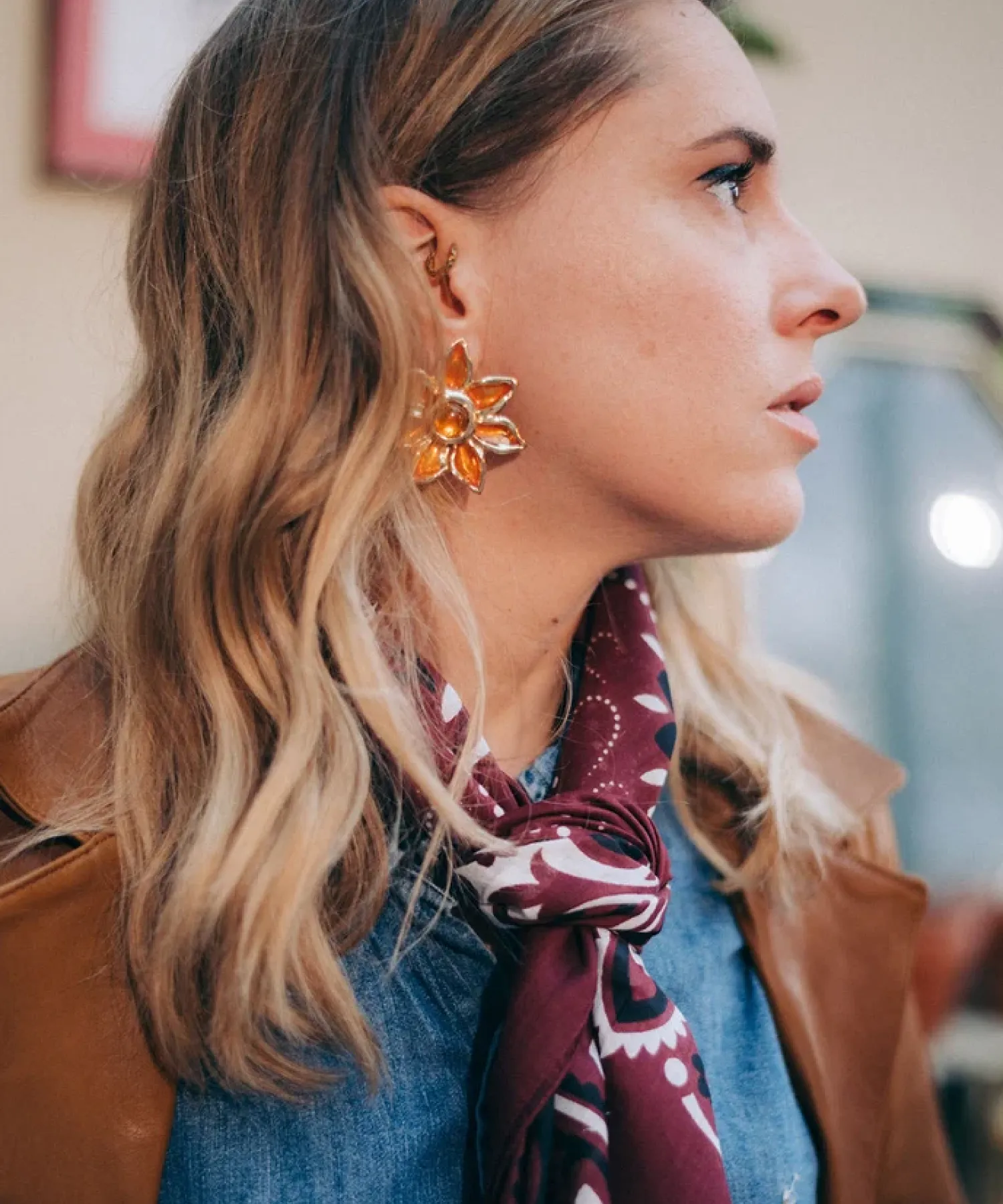 Foulard en coton Bandana - bordeaux - Maison Lecomte Flament | Manoir Plume