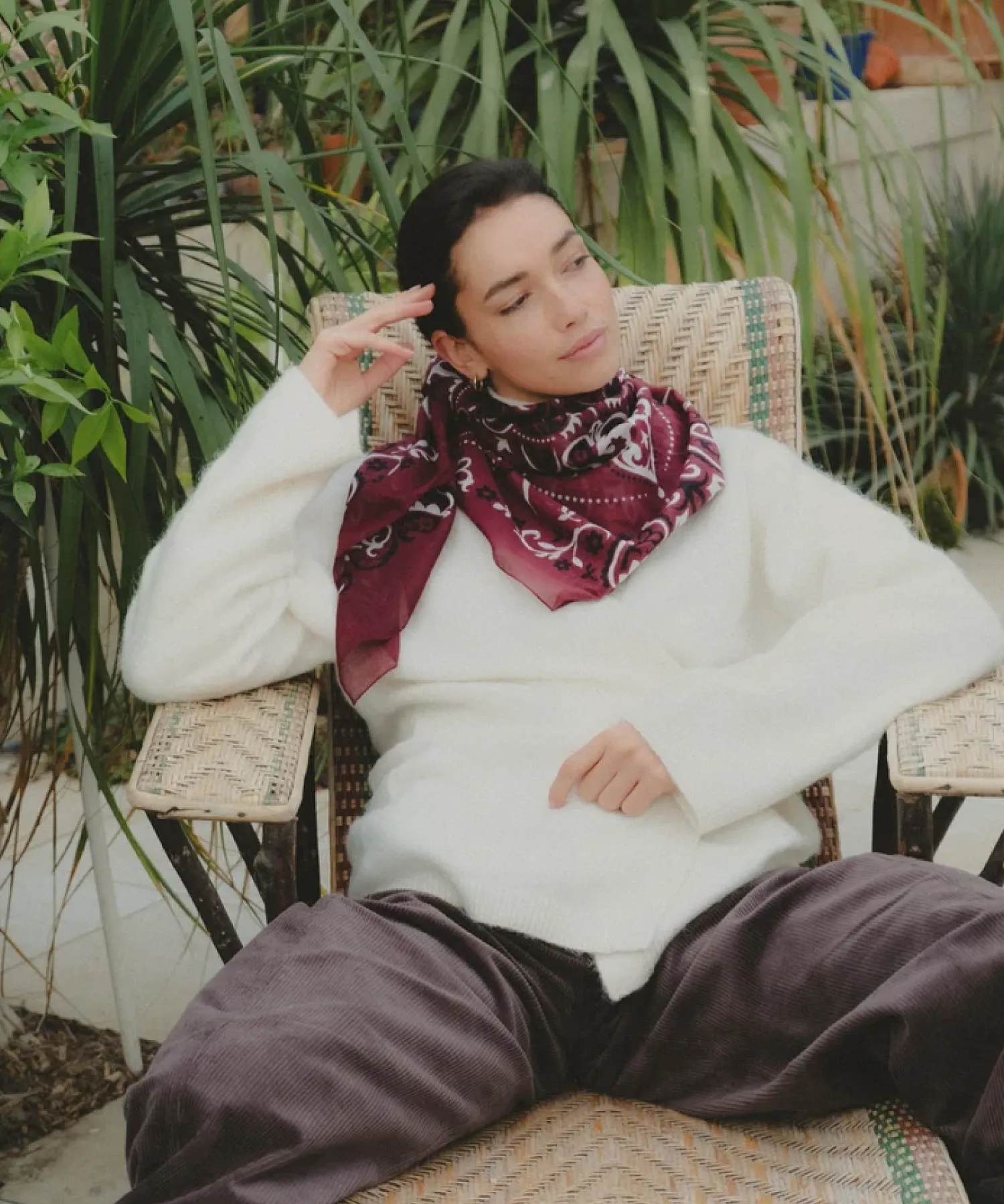 Foulard en coton Bandana - bordeaux - Maison Lecomte Flament | Manoir Plume