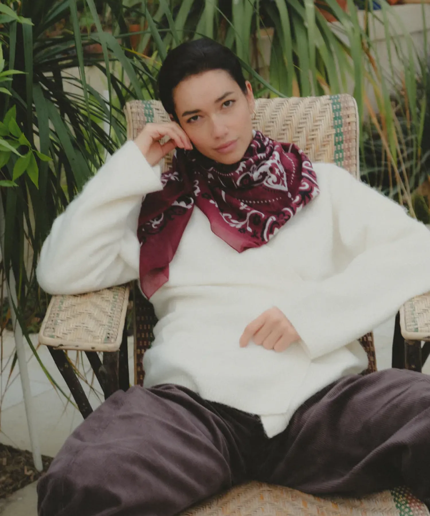 Foulard en coton Bandana - bordeaux - Maison Lecomte Flament | Manoir Plume