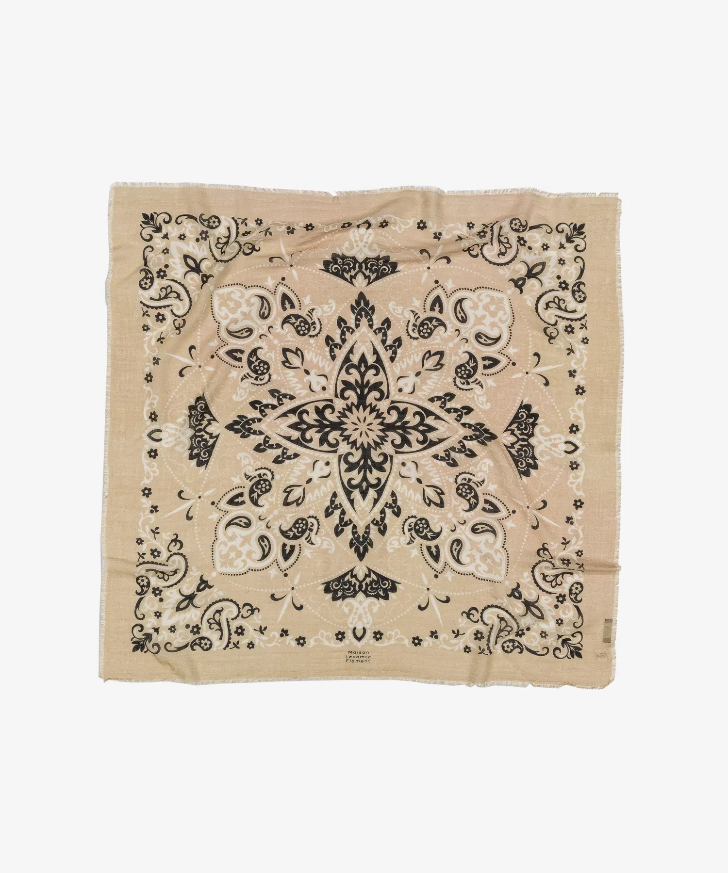 Foulard en laine et soie Bandana - beige - Maison Lecomte Flament | Manoir Plume