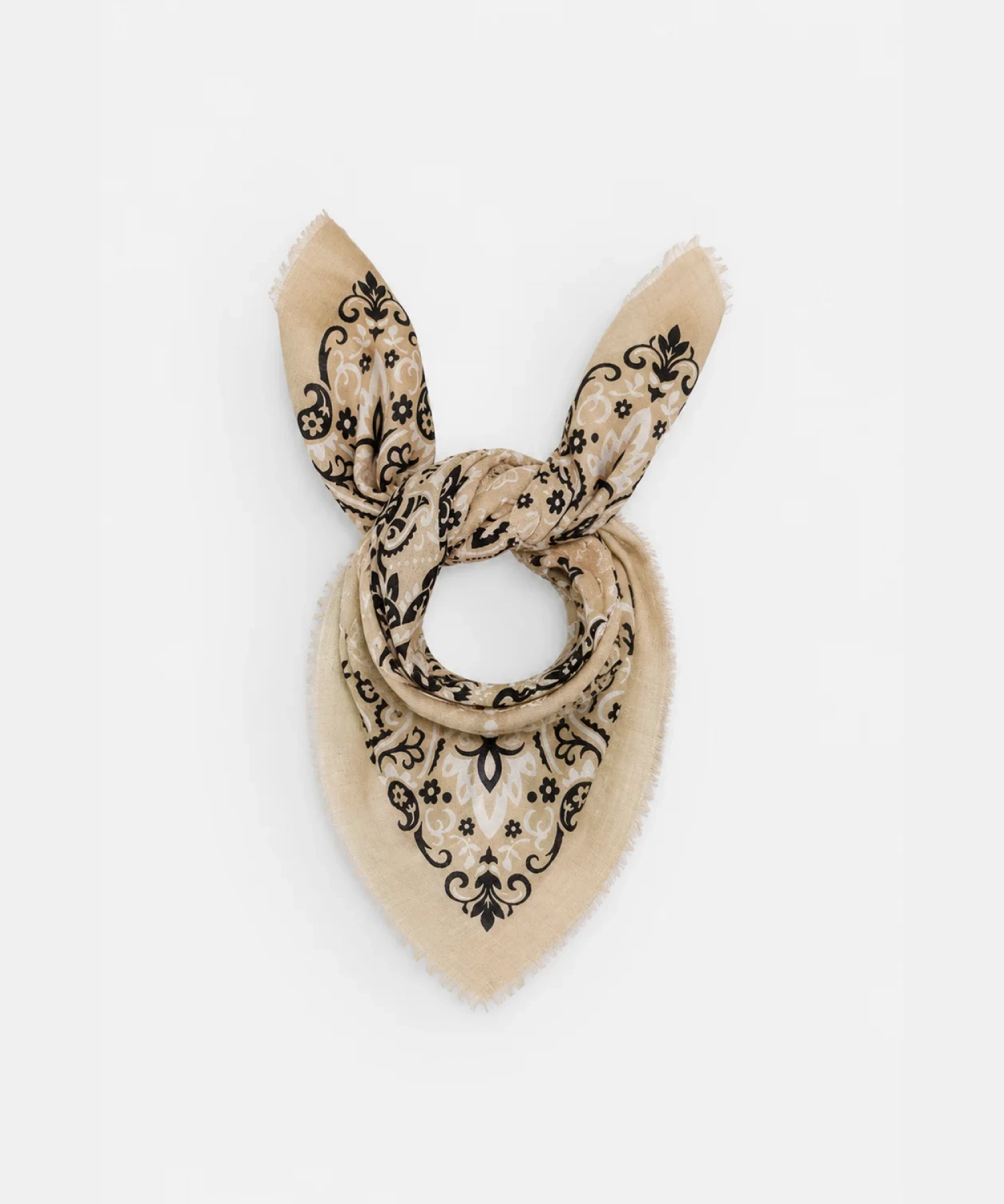 Foulard en laine et soie Bandana - beige - Maison Lecomte Flament | Manoir Plume
