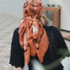 Foulard en coton Bandana Crustacés - rose corail - Maison Lecomte Flament | Manoir Plume