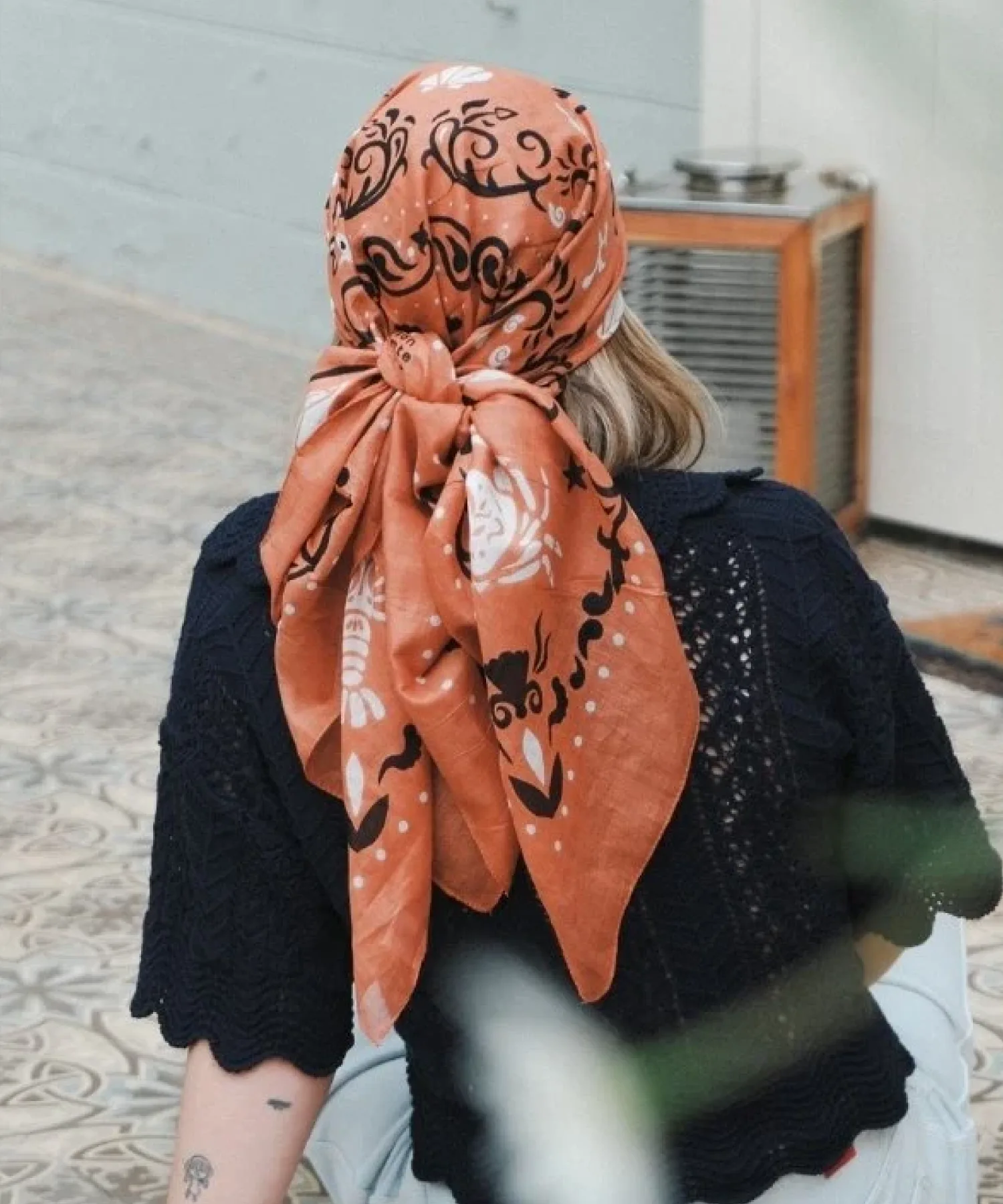 Foulard en coton Bandana Crustacés - rose corail - Maison Lecomte Flament | Manoir Plume