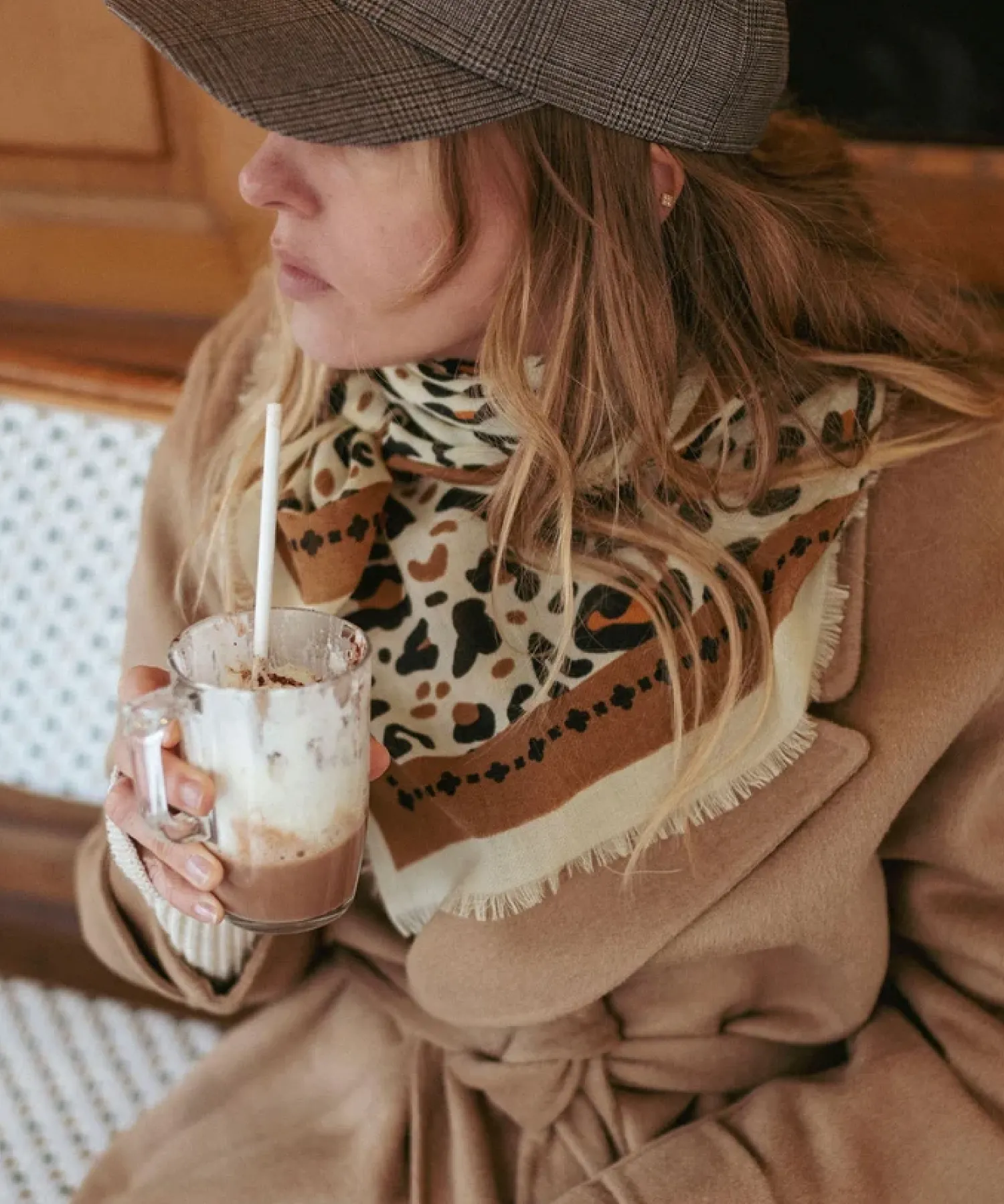 Foulard en laine et soie Léo - beige et camel - Maison Lecomte Flament | Manoir Plume