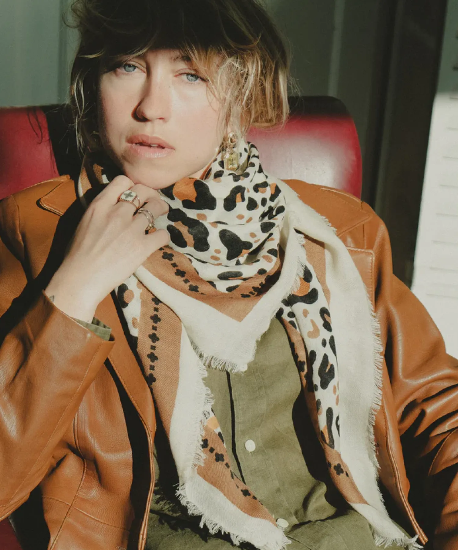 Foulard en laine et soie Léo - beige et camel - Maison Lecomte Flament | Manoir Plume