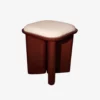 Pouf en bouclette et placage de frêne Lazare - bordeaux et crème - Gabrielle Paris | Manoir Plume