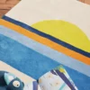 Tapis enfant en coton bio Sunset - bleu - Bleuu Studio | Manoir Plume
